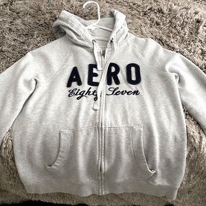 Aeropostale (White) Jacket w/ Navy Blue Lettering